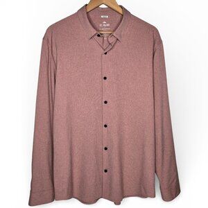 01.Algo Performance Long Sleeve Shirt Men Rosewood Check Quick Dry Activewear L